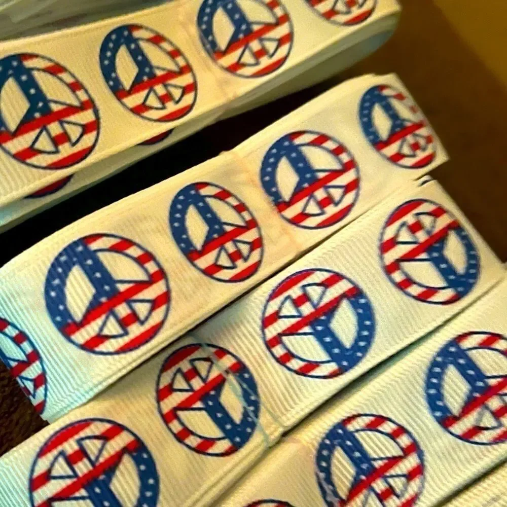Grosgrain Ribbon 7/8” 5 yards 5/$20 peace sign USA